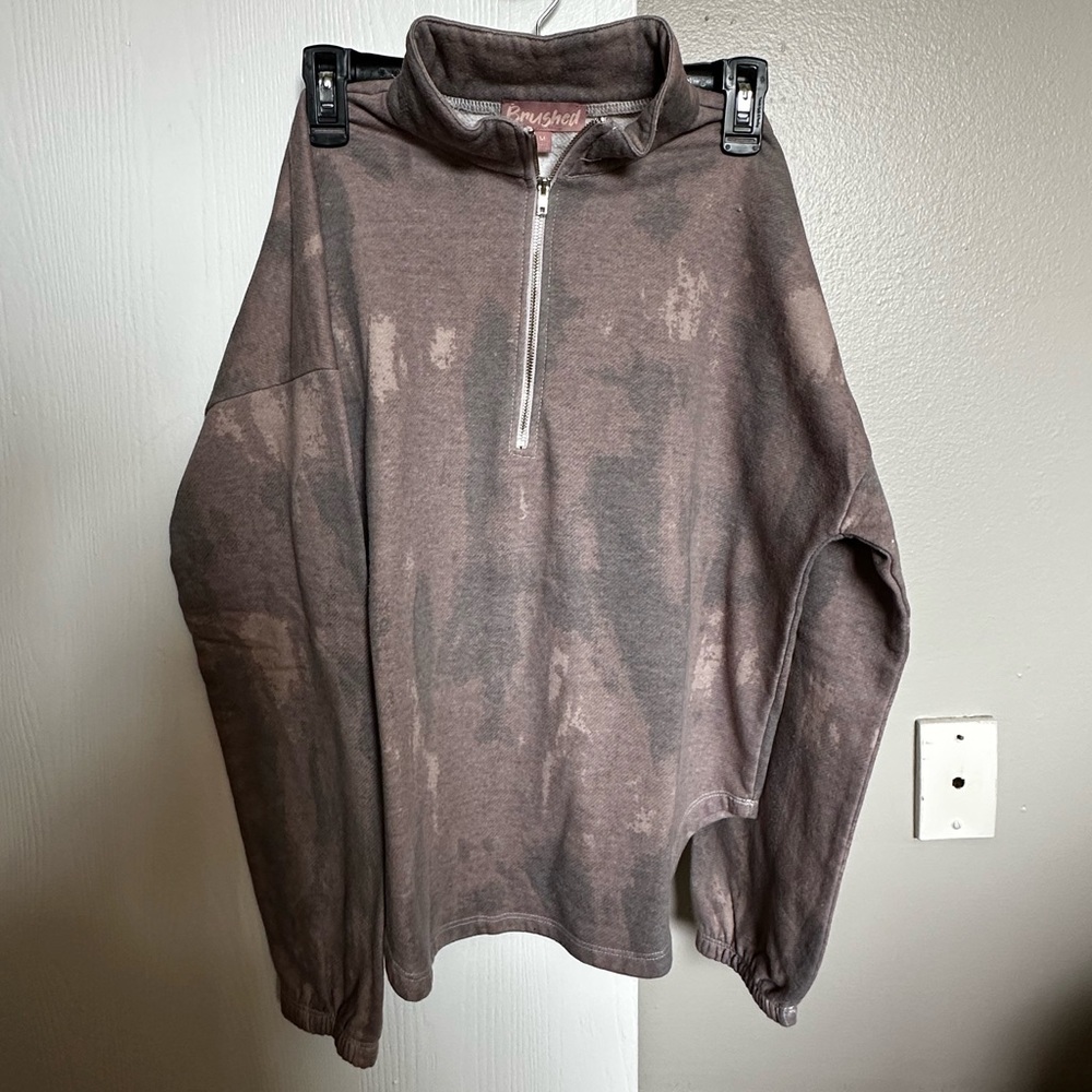 Brown Relaxed Fit Quarter-Zip Sweatshirt